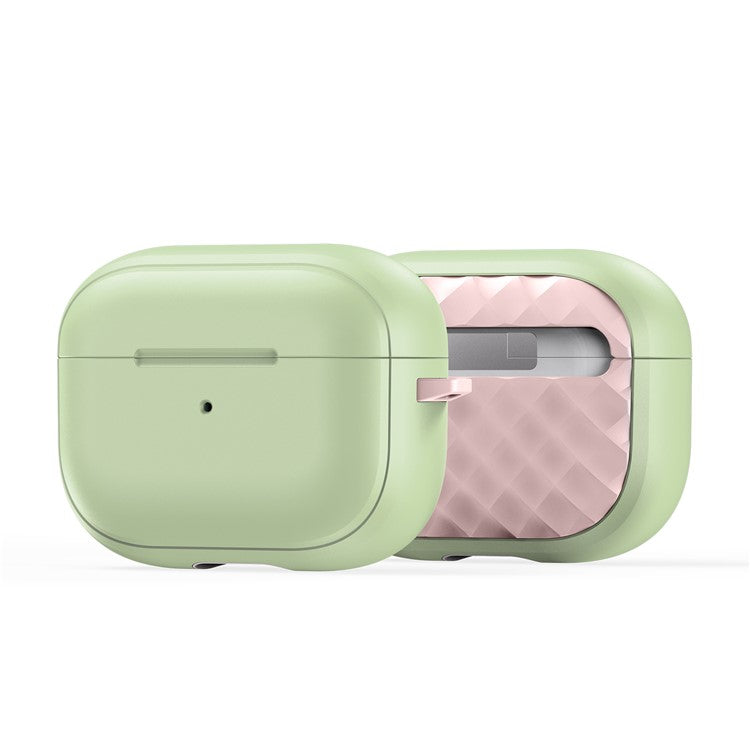 DUX DUCIS PECC Series Earbuds Box Case for Apple AirPods Pro 2 TPU+PC Earphone Cover with Carabiner - Green+Pink