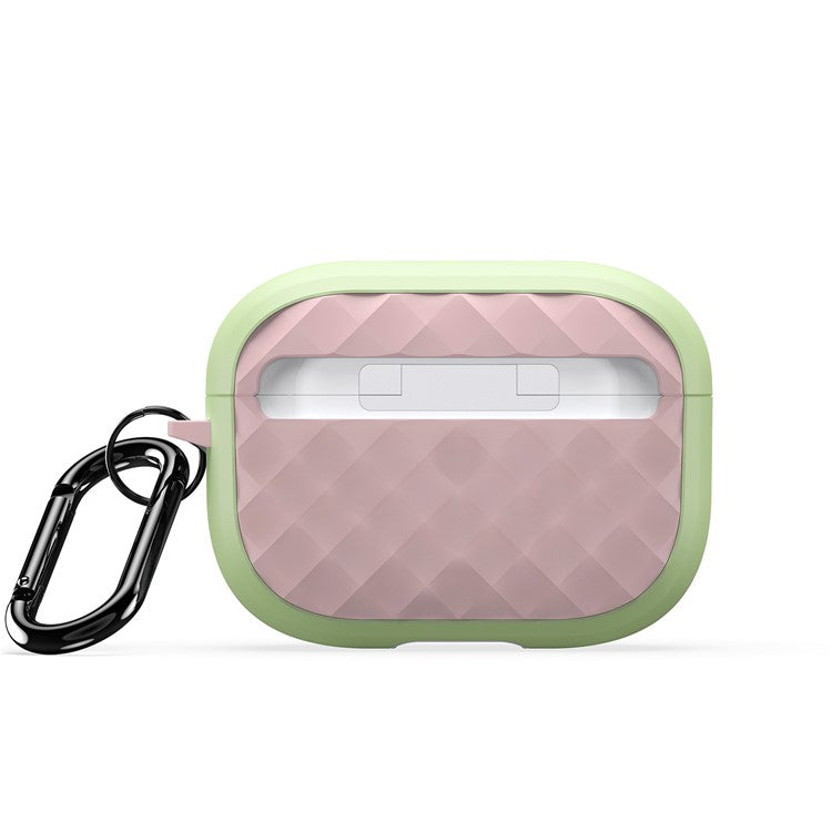 DUX DUCIS PECC Series Earbuds Box Case for Apple AirPods Pro 2 TPU+PC Earphone Cover with Carabiner - Green+Pink