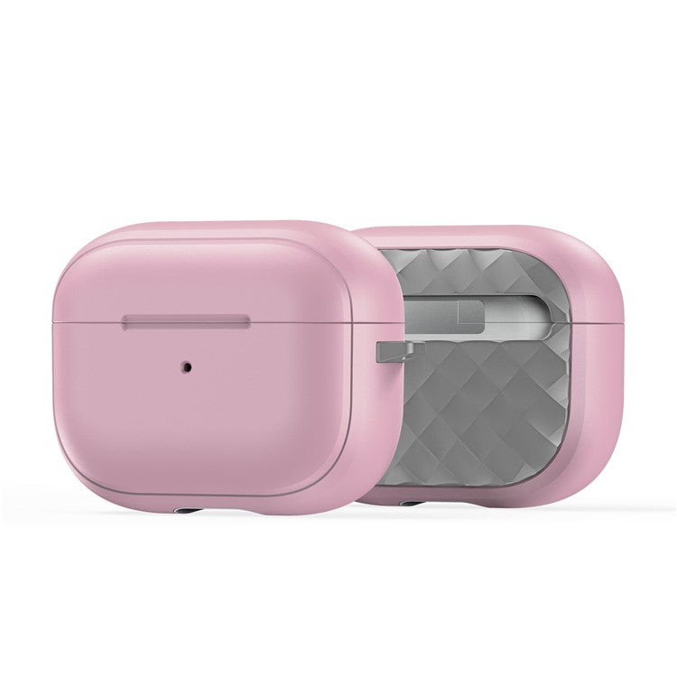 DUX DUCIS PECC Series Earbuds Box Case for Apple AirPods Pro 2 TPU+PC Earphone Cover with Carabiner - Pink+Grey