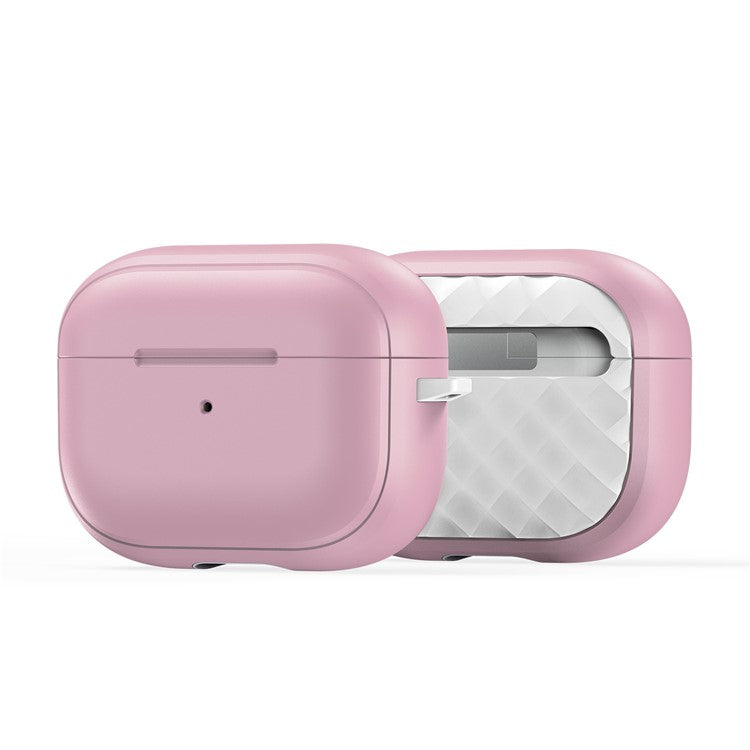 DUX DUCIS PECC Series Earbuds Box Case for Apple AirPods Pro 2 TPU+PC Earphone Cover with Carabiner - Pink+White