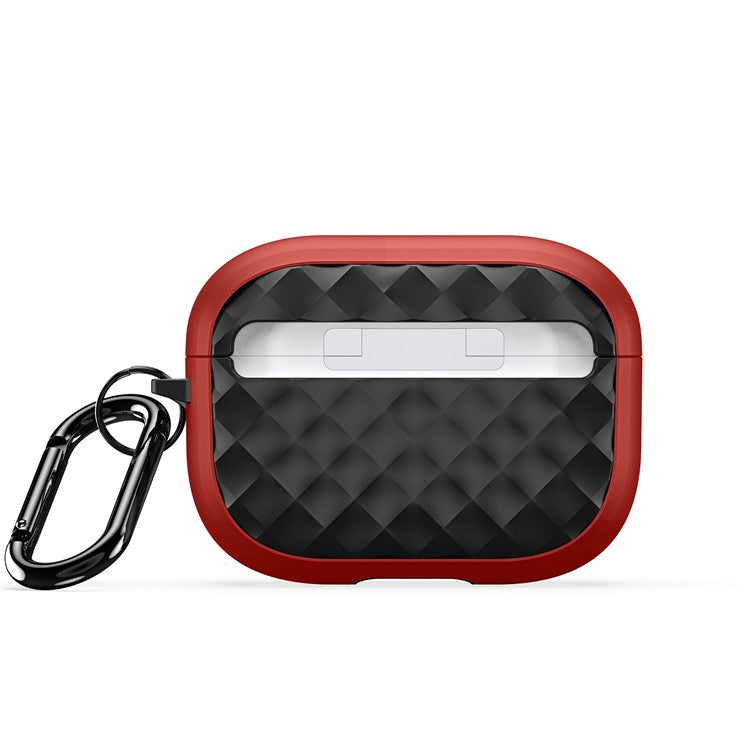 DUX DUCIS PECC Series Earbuds Box Case for Apple AirPods Pro 2 TPU+PC Earphone Cover with Carabiner - Red+Black