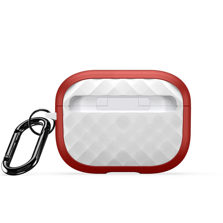 DUX DUCIS PECC Series Earbuds Box Case for Apple AirPods Pro 2 TPU+PC Earphone Cover with Carabiner - Red+White