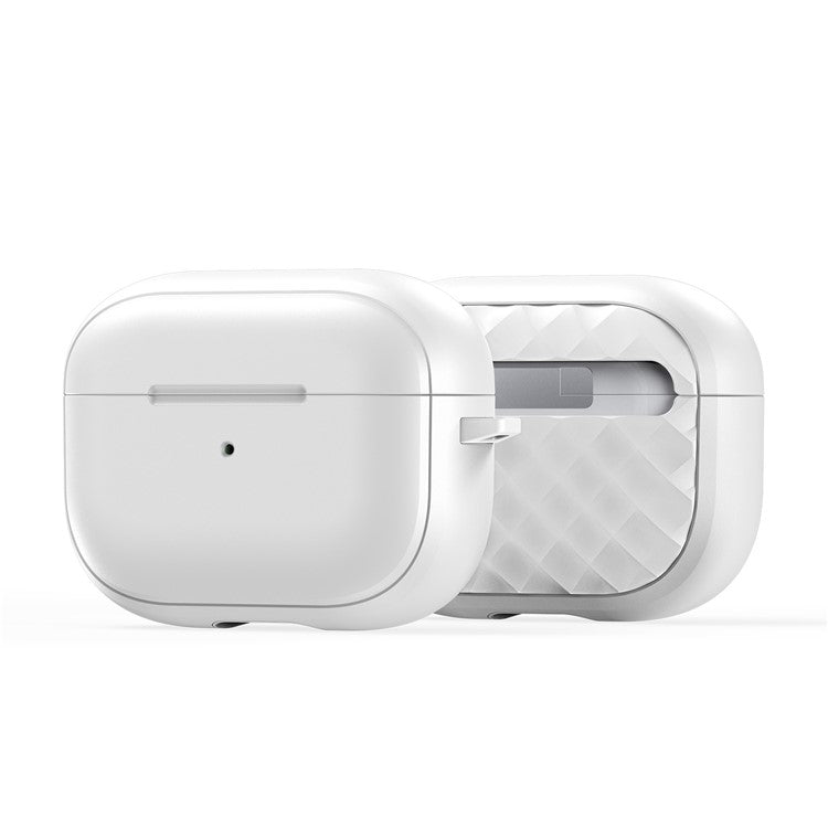 DUX DUCIS PECC Series Earbuds Box Case for Apple AirPods Pro 2 TPU+PC Earphone Cover with Carabiner - White+White