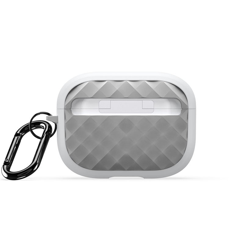 DUX DUCIS PECC Series Earbuds Box Case for Apple AirPods Pro 2 TPU+PC Earphone Cover with Carabiner - White+Grey