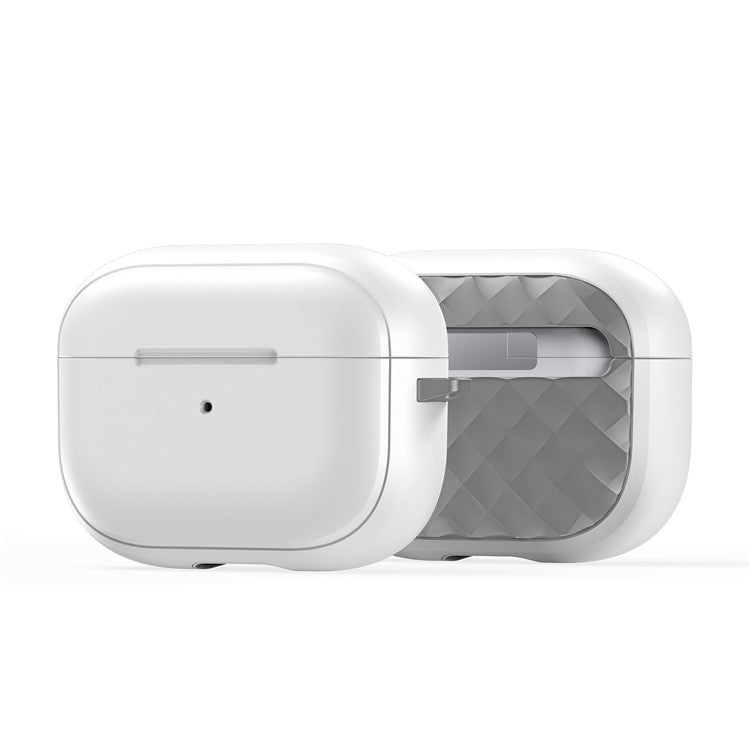 DUX DUCIS PECC Series Earbuds Box Case for Apple AirPods Pro 2 TPU+PC Earphone Cover with Carabiner - White+Grey