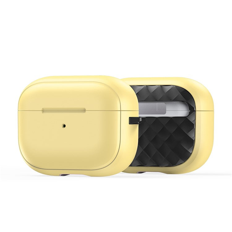 DUX DUCIS PECC Series Earbuds Box Case for Apple AirPods Pro 2 TPU+PC Earphone Cover with Carabiner - Yellow+Black