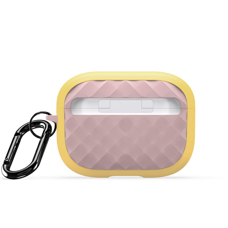 DUX DUCIS PECC Series Earbuds Box Case for Apple AirPods Pro 2 TPU+PC Earphone Cover with Carabiner - Yellow+Pink