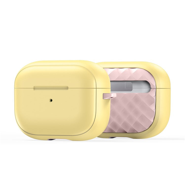 DUX DUCIS PECC Series Earbuds Box Case for Apple AirPods Pro 2 TPU+PC Earphone Cover with Carabiner - Yellow+Pink