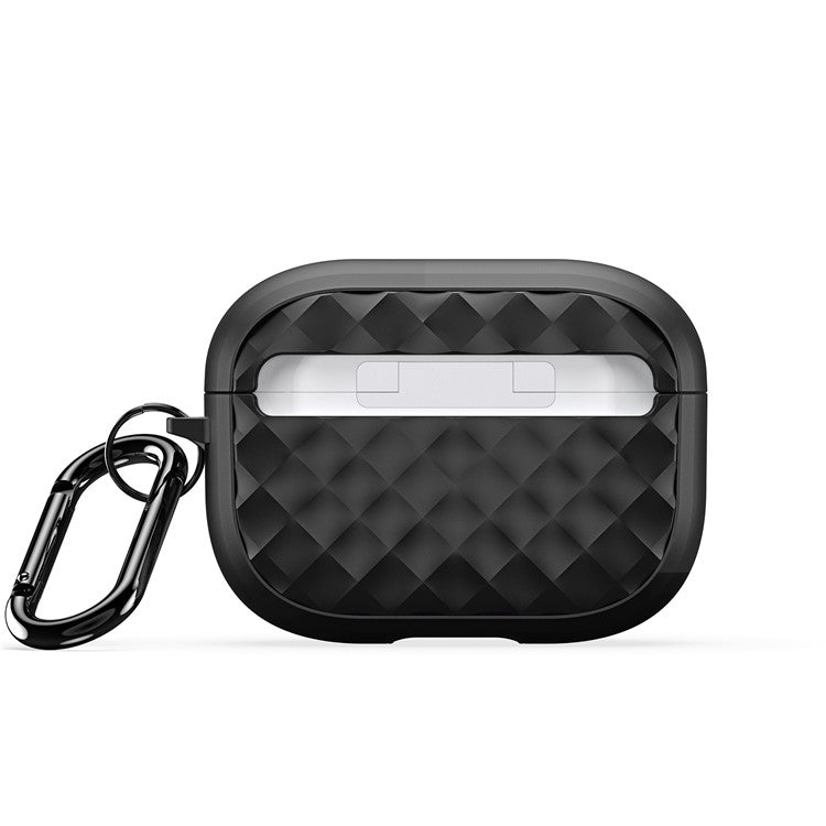 DUX DUCIS PECC Series Earbuds Box Case for Apple AirPods Pro Anti-drop PC+TPU Cover with Carabiner - Black+Black