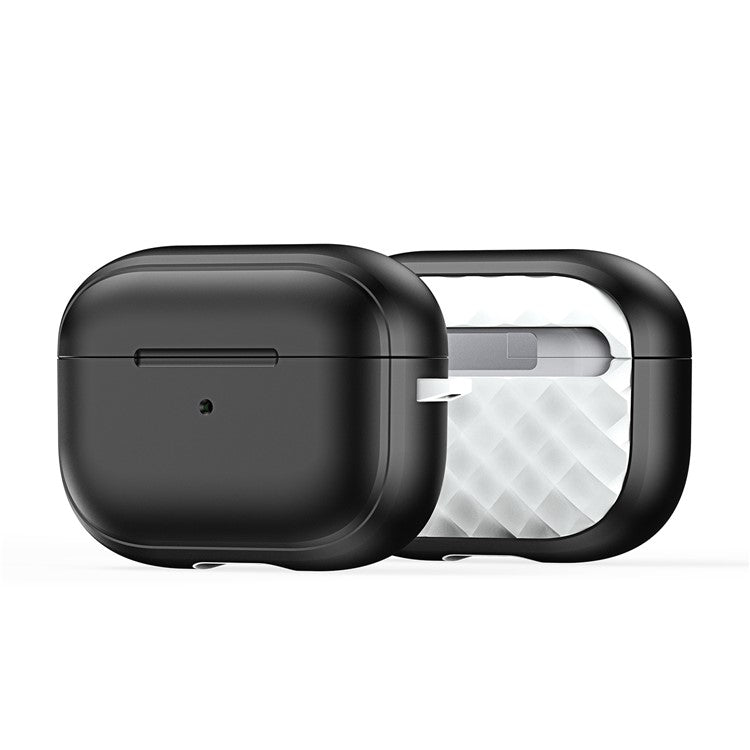 DUX DUCIS PECC Series Earbuds Box Case for Apple AirPods Pro Anti-drop PC+TPU Cover with Carabiner - Black+White