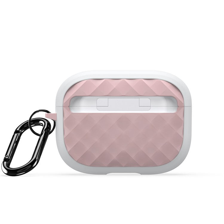 DUX DUCIS PECC Series Earbuds Box Case for Apple AirPods Pro Anti-drop PC+TPU Cover with Carabiner - White+Pink