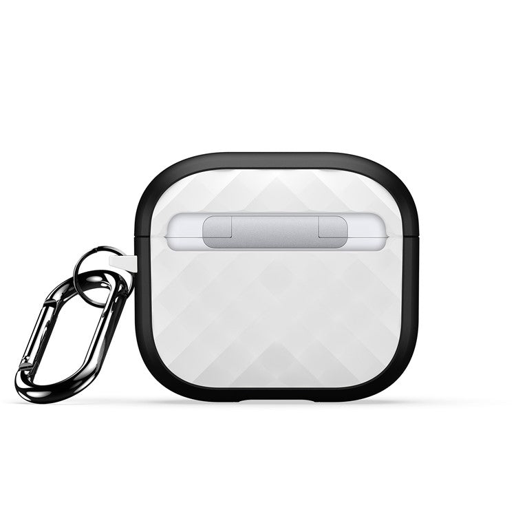 DUX DUCIS PECC Series For Apple AirPods 3 Earbud Carrying Case Rhombus Pattern Protective Cover with Carabiner - Black+White