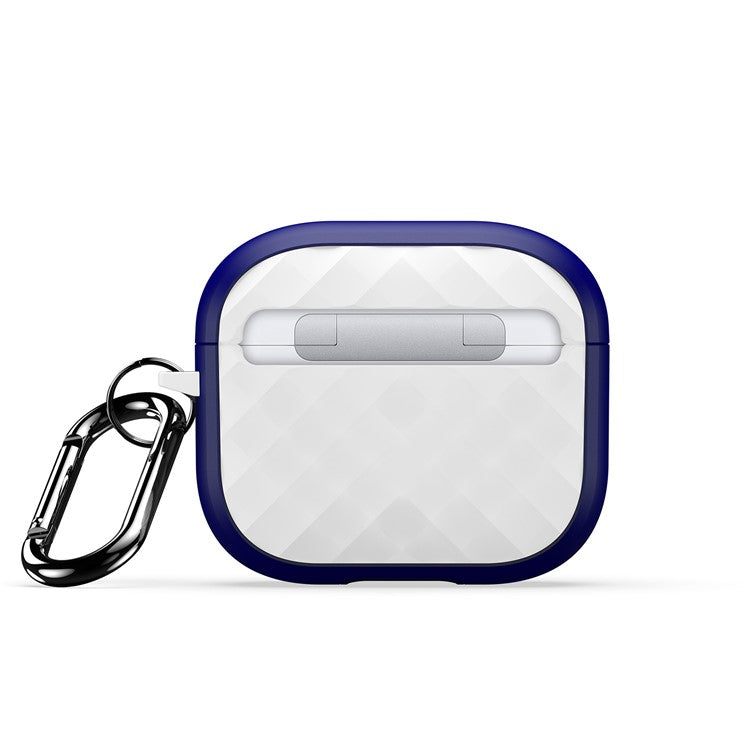 DUX DUCIS PECC Series For Apple AirPods 3 Earbud Carrying Case Rhombus Pattern Protective Cover with Carabiner - Blue+White