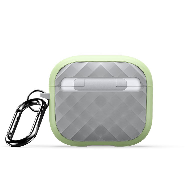 DUX DUCIS PECC Series For Apple AirPods 3 Earbud Carrying Case Rhombus Pattern Protective Cover with Carabiner - Green+Grey