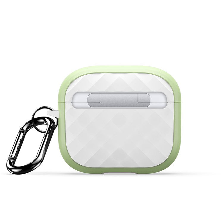 DUX DUCIS PECC Series For Apple AirPods 3 Earbud Carrying Case Rhombus Pattern Protective Cover with Carabiner - Green+White