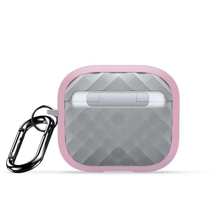 DUX DUCIS PECC Series For Apple AirPods 3 Earbud Carrying Case Rhombus Pattern Protective Cover with Carabiner - Pink+Grey