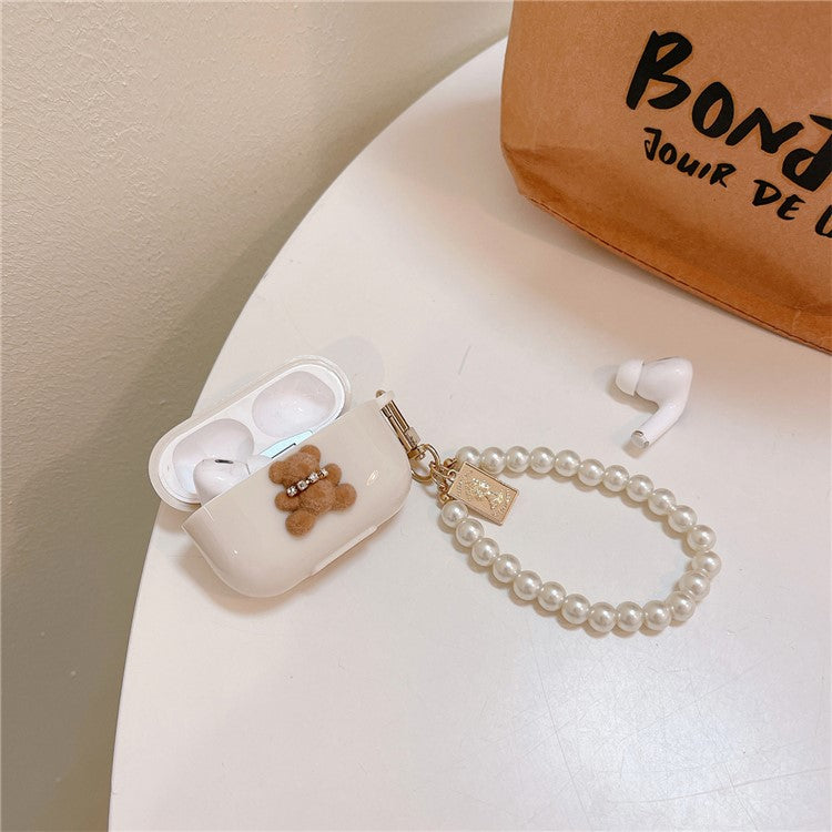 For AirPods Pro 2 / Pro TPU Cover Cute Bear Decor Bluetooth Earphone Case Protective Sleeve with Bracelet - Little Bear