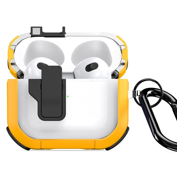 DUX DUCIS PECN Series for Apple AirPods 3 Earphone Case PC+TPU Protective Cover with Hook - Yellow+Black