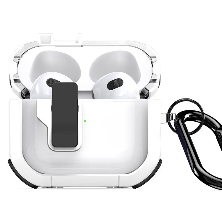 DUX DUCIS PECN Series for Apple AirPods 3 Earphone Case PC+TPU Protective Cover with Hook - White+Black