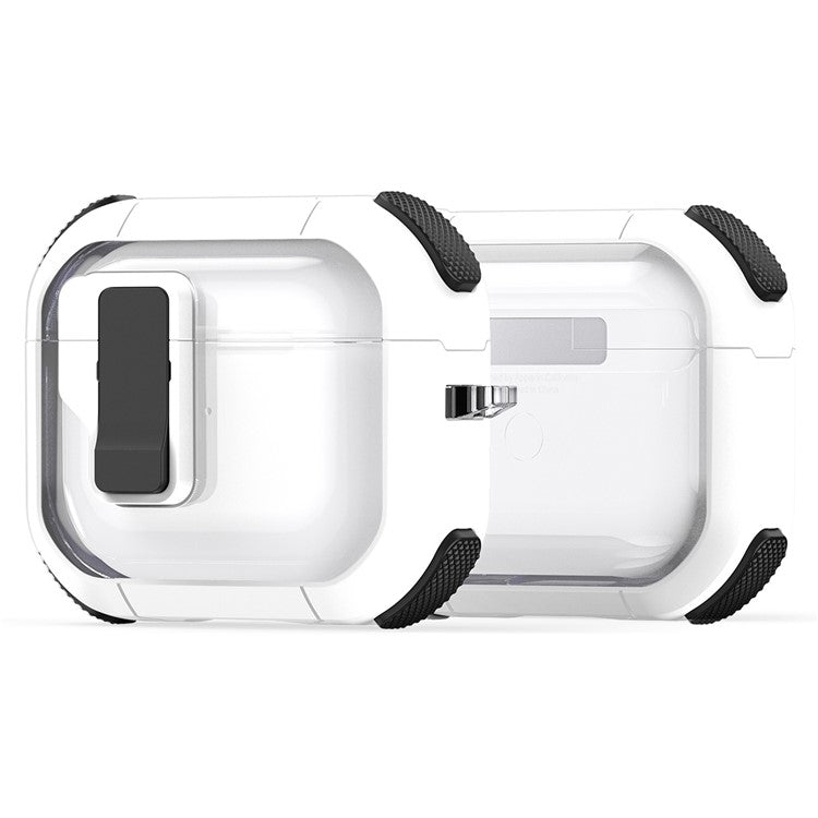 DUX DUCIS PECN Series for Apple AirPods 3 Earphone Case PC+TPU Protective Cover with Hook - White+Black