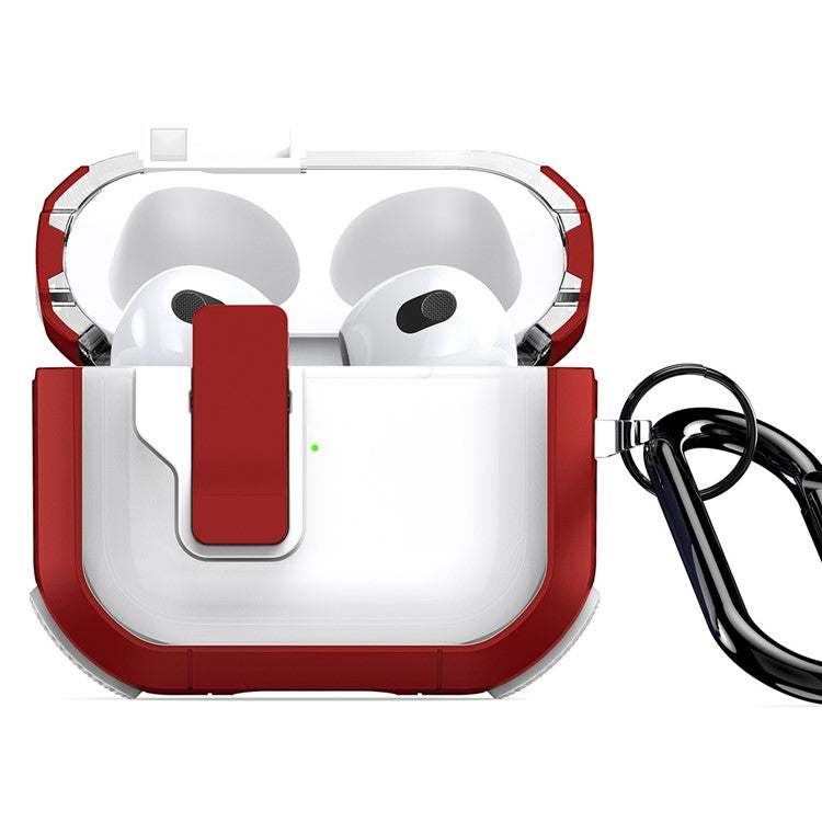 DUX DUCIS PECN Series for Apple AirPods 3 Earphone Case PC+TPU Protective Cover with Hook - Red+White