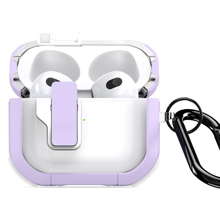 DUX DUCIS PECN Series for Apple AirPods 3 Earphone Case PC+TPU Protective Cover with Hook - Purple+White