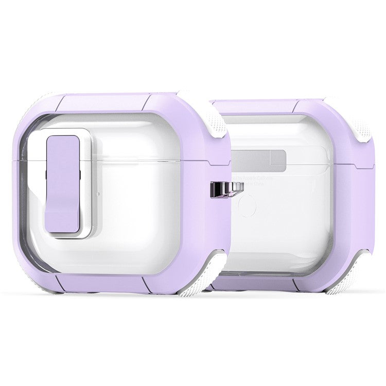 DUX DUCIS PECN Series for Apple AirPods 3 Earphone Case PC+TPU Protective Cover with Hook - Purple+White