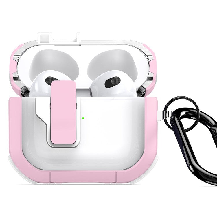 DUX DUCIS PECN Series for Apple AirPods 3 Earphone Case PC+TPU Protective Cover with Hook - Pink+White