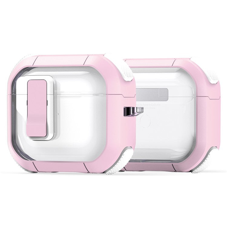 DUX DUCIS PECN Series for Apple AirPods 3 Earphone Case PC+TPU Protective Cover with Hook - Pink+White