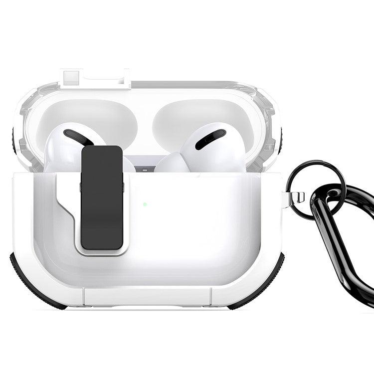 DUX DUCIS PECN Series for Apple AirPods Pro PC+TPU Case Lock Design Earphone Cover with Hook - White+Black