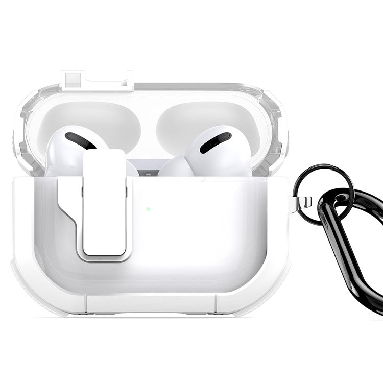 DUX DUCIS PECN Series for Apple AirPods Pro PC+TPU Case Lock Design Earphone Cover with Hook - White+White