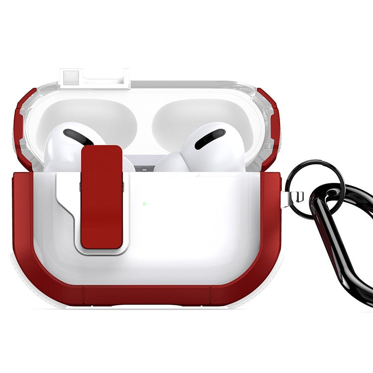 DUX DUCIS PECN Series for Apple AirPods Pro PC+TPU Case Lock Design Earphone Cover with Hook - Red+White