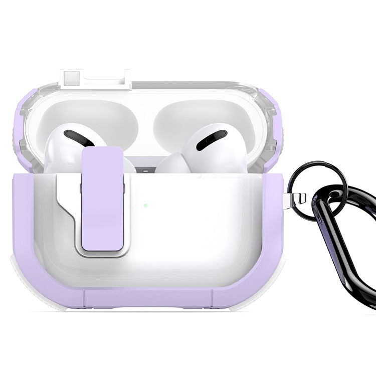 DUX DUCIS PECN Series for Apple AirPods Pro PC+TPU Case Lock Design Earphone Cover with Hook - Purple+White