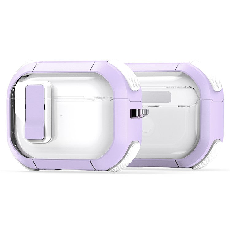 DUX DUCIS PECN Series for Apple AirPods Pro PC+TPU Case Lock Design Earphone Cover with Hook - Purple+White