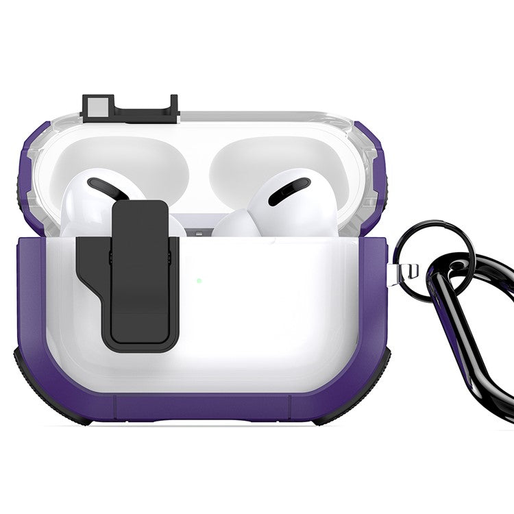 DUX DUCIS PECN Series for Apple AirPods Pro PC+TPU Case Lock Design Earphone Cover with Hook - Purple+Black