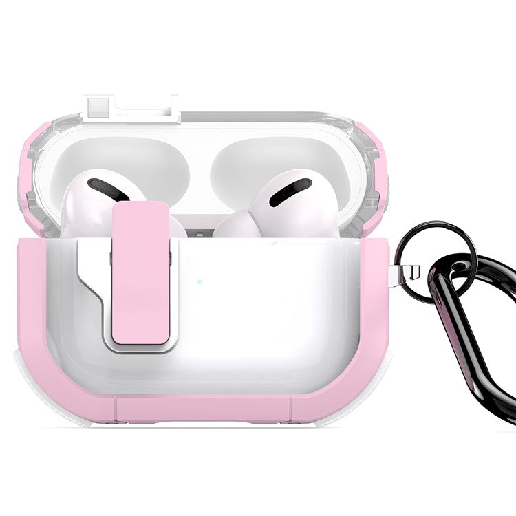 DUX DUCIS PECN Series for Apple AirPods Pro PC+TPU Case Lock Design Earphone Cover with Hook - Pink+White