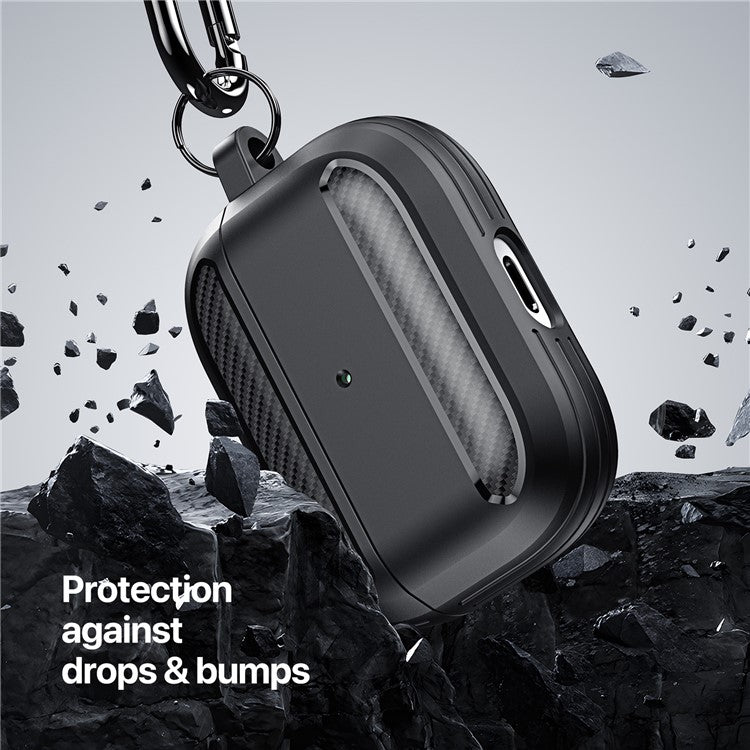 DUX DUCIS PECB Series for Apple AirPods 3 TPU Earphone Case Anti-drop Cover with Hook - Black