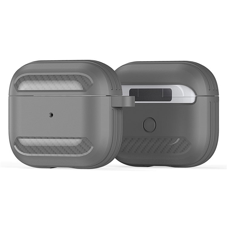 DUX DUCIS PECB Series for Apple AirPods 3 TPU Earphone Case Anti-drop Cover with Hook - Grey