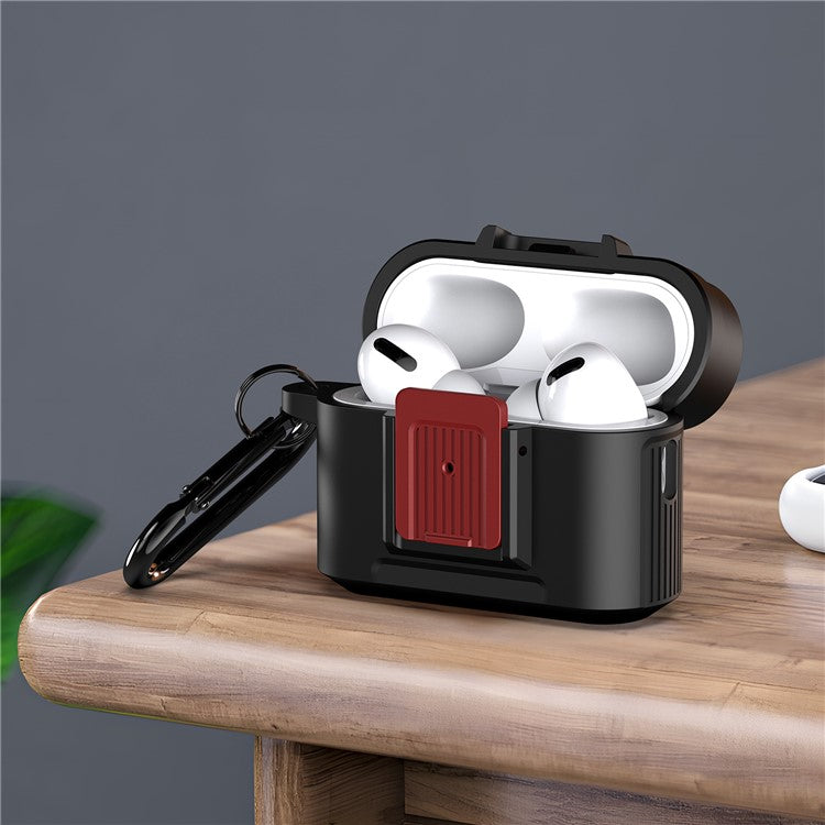 DUX DUCIS PECH Series for Apple AirPods Pro 2 Protective Case Armor Earphone Cover with Keychain - Black  /  Red