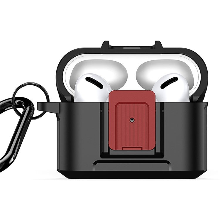 DUX DUCIS PECH Series for Apple AirPods Pro Case PC+TPU Earphone Cover with Hook - Black  /  Red