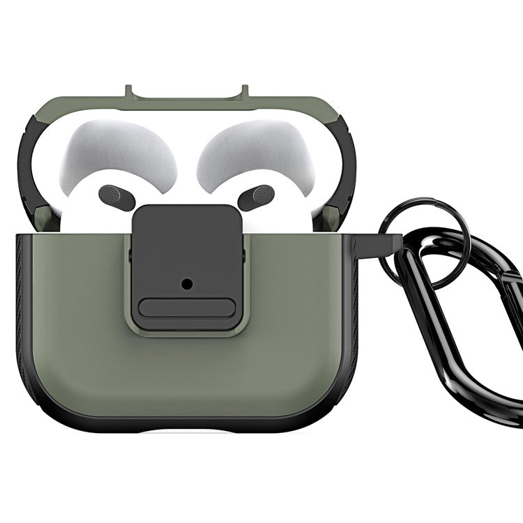 DUX DUCIS PECJ Series for Apple AirPods 3 Earphone Case Cover TPU and PC Material with Carabiner - Army Green