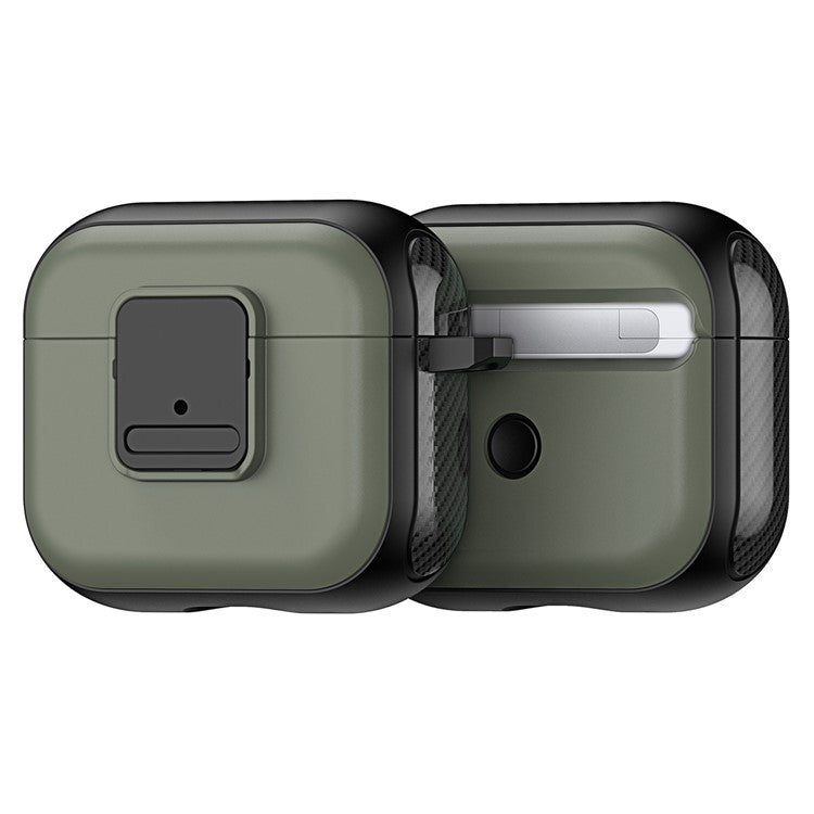 DUX DUCIS PECJ Series for Apple AirPods 3 Earphone Case Cover TPU and PC Material with Carabiner - Army Green