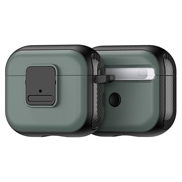 DUX DUCIS PECJ Series for Apple AirPods 3 Earphone Case Cover TPU and PC Material with Carabiner - Blackish Green