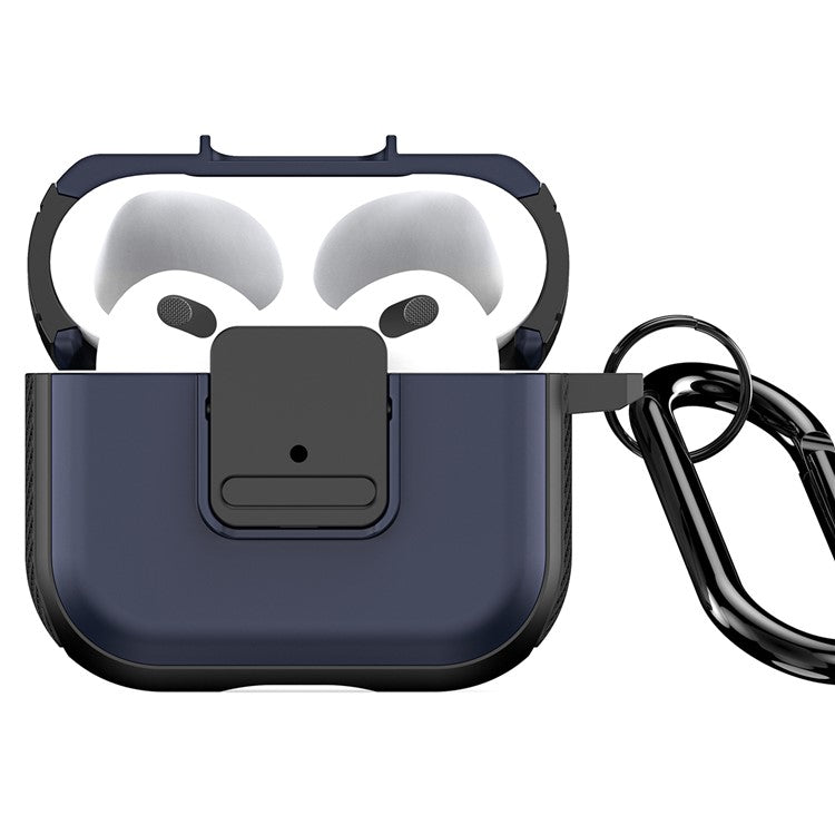 DUX DUCIS PECJ Series for Apple AirPods 3 Earphone Case Cover TPU and PC Material with Carabiner - Navy Blue