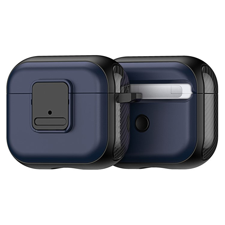 DUX DUCIS PECJ Series for Apple AirPods 3 Earphone Case Cover TPU and PC Material with Carabiner - Navy Blue