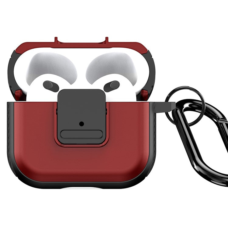 DUX DUCIS PECJ Series for Apple AirPods 3 Earphone Case Cover TPU and PC Material with Carabiner - Red