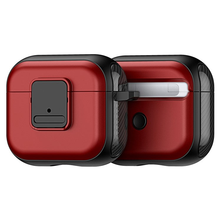 DUX DUCIS PECJ Series for Apple AirPods 3 Earphone Case Cover TPU and PC Material with Carabiner - Red