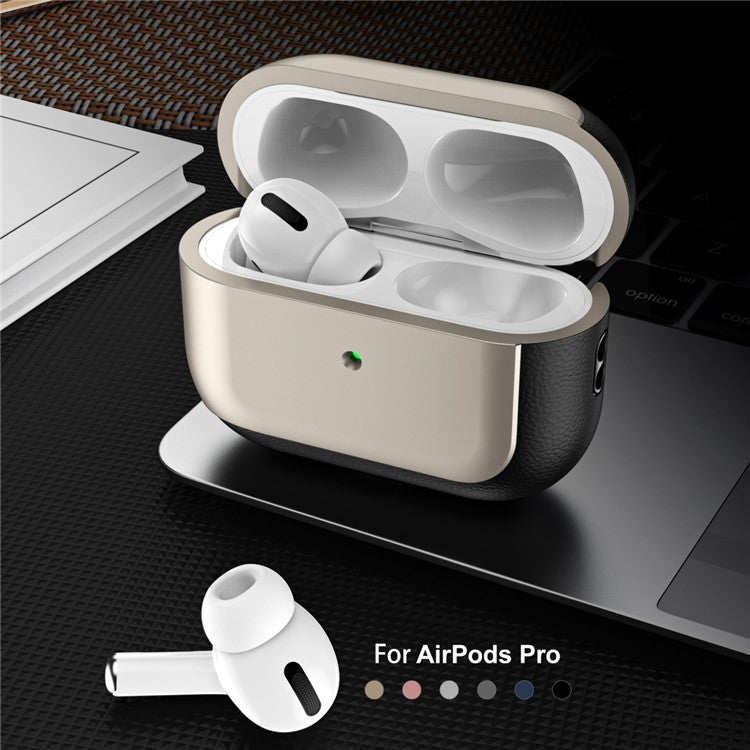 For Apple AirPods Pro Earphone Case Electroplating Protective Cover with Lanyard - Rose Gold