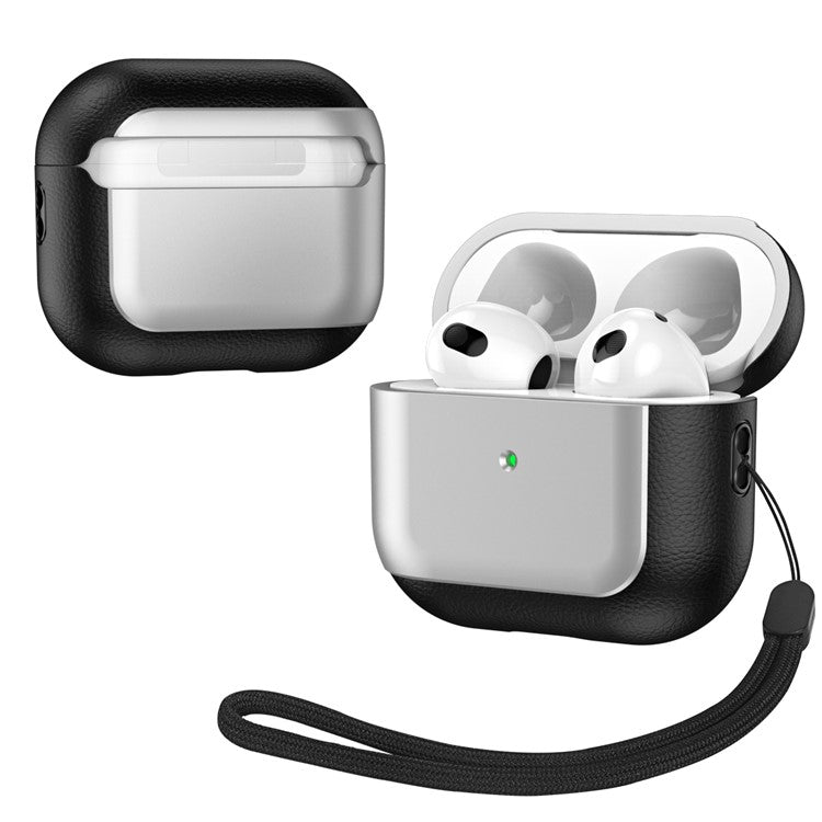 For Apple AirPods 3 Earphone Case Soft TPU Shockproof Cover with Lanyard - Silver