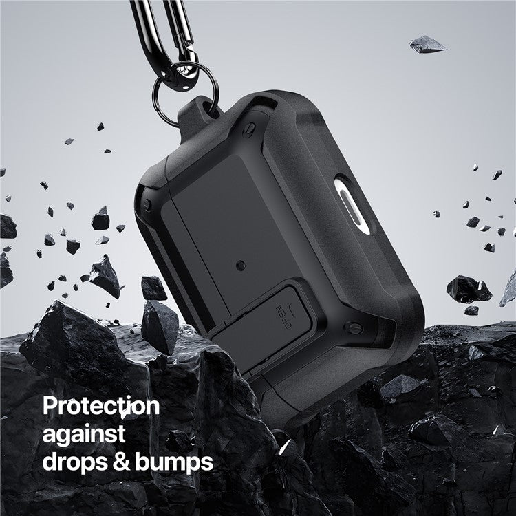 DUX DUCIS PECO Series for Apple AirPods Pro Earbuds Cover Secure Lock Design Shockproof Shell - Black